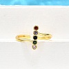 Brass Micro Pave Cubic Zirconia Cuff Rings for Women RJEW-H247-17G-3