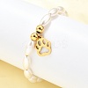 304 Stainless Steel Paw Print Charm Bracelets for Women BJEW-C098-12G-1