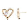 Clear Cubic Zirconia Heart Stud Earrings EJEW-N012-51LG-B-3