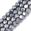 Ombre Effect Dyed Electroplate Opaque Glass Beads Strands EGLA-Q130-01A-01-1