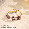 Flower 304 Stainless Steel with Cubic Zirconia Cuff Rings for Women FS-WG31CBD-04-1
