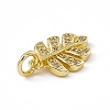 Brass Micro Pave Clear Cubic Zirconia Leaf Charms X-ZIRC-F132-62G-3