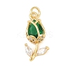 Brass Micro Pave Clear Cubic Zirconia Pendants KK-F931-13G-01-1