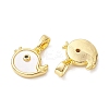 Rack Plating Brass Pave Shell Bird Charms with Black Cubic Zirconia KK-K360-07G-2
