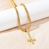 Alloy Full Crystal Rhinestone Christian Inverted Cross Pendant Necklaces NJEW-P333-01G-2