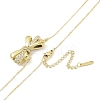 304 Stainless Steel Crystal Rhinestone Cable Chain Bowknot Pendant Necklaces for Women NJEW-C055-09G-2
