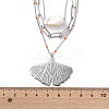 304 Stainless Steel & Natural Pearl & Enamel Beads Leaf Pendant 3 Layer Necklaces for Women NJEW-A045-18P-5