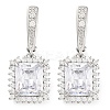 Brass Pave Cubic Zirconia Rectangle Hoop Earrings for Women EJEW-I304-29P-07-1