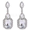 Brass Rhinestone Dangle Stud Earrings FS-WG9D6B6-01-1