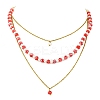 Rondelle 304 Stainless Steel & Glass Beaded Layered Necklace and Earring Set Set for Women SJEW-JS01384-02-4