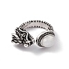 Dragon Head Natural Rainbow Moonstone Cuff Rings RJEW-G273-03AS-08-2