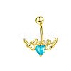 304 Stainless Steel Pave Cubic Zirconia Curved Barbell Belly Rings FS-WG6D7D2-18-1