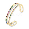 Colorful Cubic Zirconia Double Line Open Cuff Bangle BJEW-N014-011-1