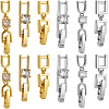 12Pcs 6 Styles Rack Plating Brass Micro Pave Clear Cubic Zirconia Fold Over Clasps KK-SC0005-94-1