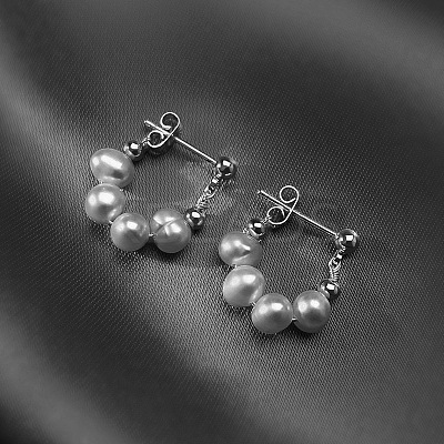 Alloy Plastic Imitation Pearl Round Hoop Earrings FS-WG1FEF0-02-1