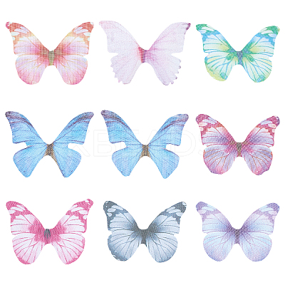 180Pcs 9 Style Two Tone Polyester Fabric Wings Crafts Decoration FIND-SC0004-18-1