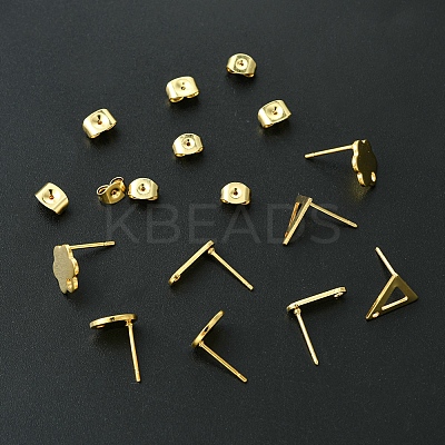 16Pcs 4 Styles 201 Stainless Steel Stud Earring Findings with Hole EJEW-FS0001-15-1