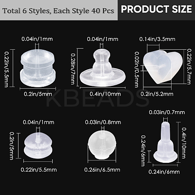 240Pcs 6 Styles Eco-Friendly Silicone Full-covered Ear Nuts FIND-SP0001-17-1