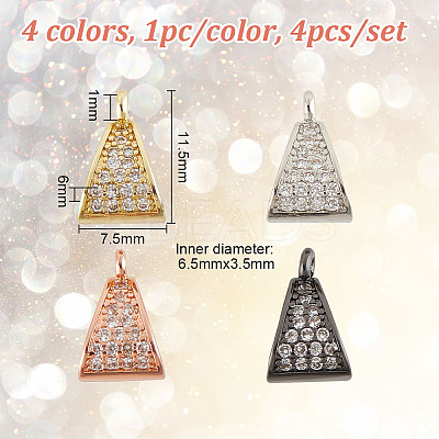 4Pcs 4 Colors Brass Micro Pave Cubic Zirconia Tube Bails KK-DR0001-17-1