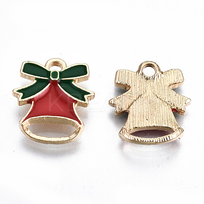 Light Gold Plated Alloy Enamel Pendants X-ENAM-T009-80A-RS-1