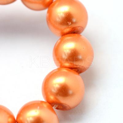 Baking Paint Pearlized Glass Pearl Round Bead Strands X-HY-Q003-4mm-36-1