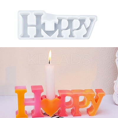 Word HAPPY DIY Candle Holder Silicone Molds SIL-F008-02A-1
