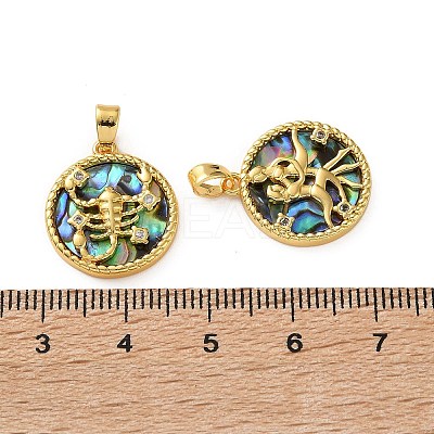 Brass Micro Pave Clear Cubic Zirconia Pendants KK-L266-03G-1