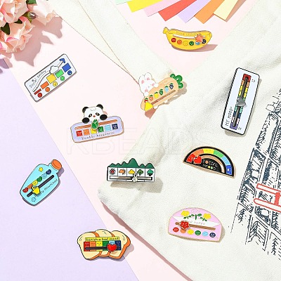 10Pcs 10 Styles Mood Social Battery Sliding Enamel Pins JEWB-CJ0001-52-1