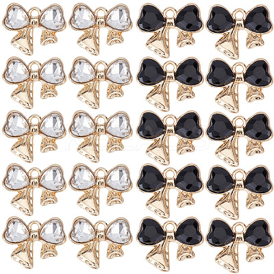 24Pcs 2 Colors Alloy Crystal Rhinestone Pendants ALRI-SC0001-55-1