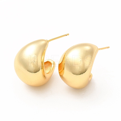 Rack Plating Brass Curved Dome Stud Earrings for Women EJEW-H094-05G-1