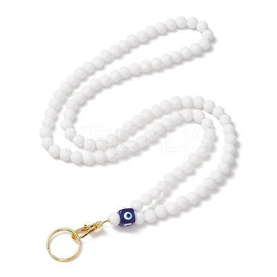 Round Silicone & Resin Evil Eye Beads Name Card Necklace Lanyard NJEW-JN05095-02-1