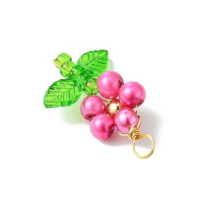 10Pcs 10 Colors Pearlized Glass Pearl Pendants PALLOY-JF03388-1