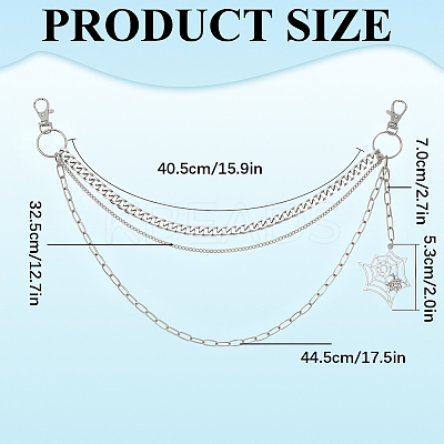 Halloween Theme Alloy Multilayer Chain Belts for Pants AJEW-WH20018-132-1