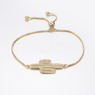 Adjustable Brass Micro Pave Cubic Zirconia Bolo Bracelets BJEW-G586-12G-1