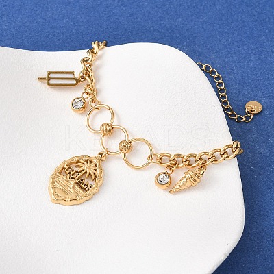 Summer 304 Stainless Steel Charm Bracelets BJEW-C135-03G-1