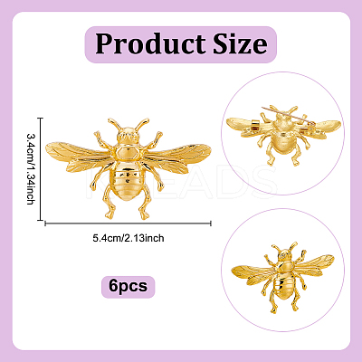 6Pcs Bees Alloy Brooches for Backpack Clothes JEWB-PH0001-48-1
