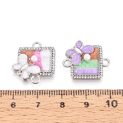 Alloy Crystal Rhinestone and ABS Imitation Pearl Connector Charms PALLOY-T092-09P-1