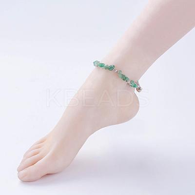 Trendy Natural Green Aventurine Beaded Anklets AJEW-AN00113-05-1