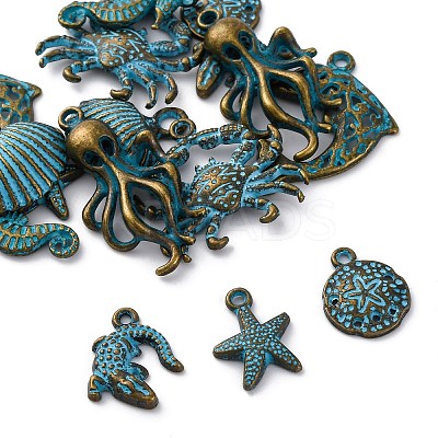 16Pcs 8 Styles Tibetan Style Alloy Pendants PALLOY-FP0001-03-1