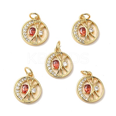 Rack Plating Brass Micro PaveCubic Zirconia Pendants KK-H431-26G-1