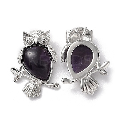 Natural Amethyst Teardrop Pendant Rhinestone Settings G-K339-02P-02-1