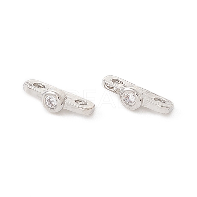 Rack Plating Brass Pave Clear Cubic Zirconia Connector Charms KK-G433-04P-1