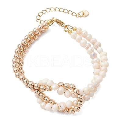 Natural Pearl & Synthetic Non-magnetic Hematite Beaded Bracelets for Women BJEW-JB13364-02-1