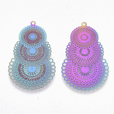 Ion Plating(IP) 304 Stainless Steel Filigree Pendants LS-STAS-R102-10-1