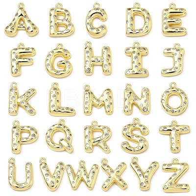 Brass Micro Pave Clear Cubic Zirconia Pendants KK-I476-02G-1