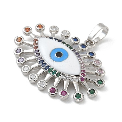 Rack Plating Brass Micro Pave Cubic Zirconia with Enamel Pendants KK-G515-46P-1