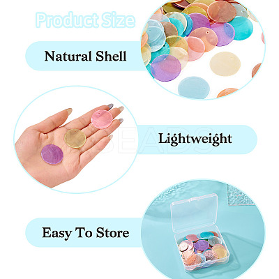 80Pcs 8 Colors Spray Painted Natural Capiz Shell Pendants BSHE-TA0001-24-1