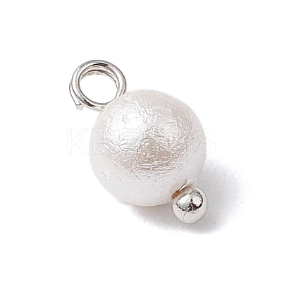 Wrinkle Textured Shell Pearl Round Charms PALLOY-JF03823-02-1