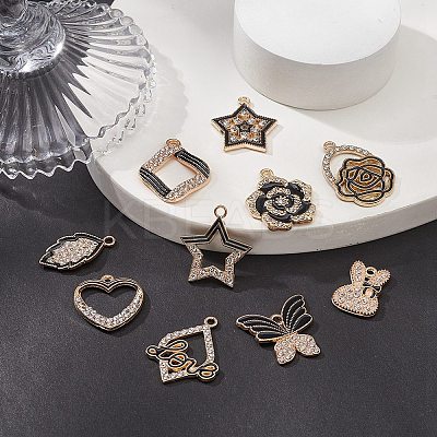 10Pcs 10 Style Alloy Enamel Pendants FIND-YW0002-84-1