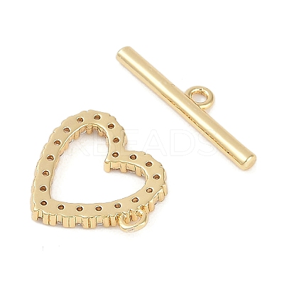 Brass Micro Pave Clear Cubic Zirconia Toggle Clasps X-KK-K391-07G-1